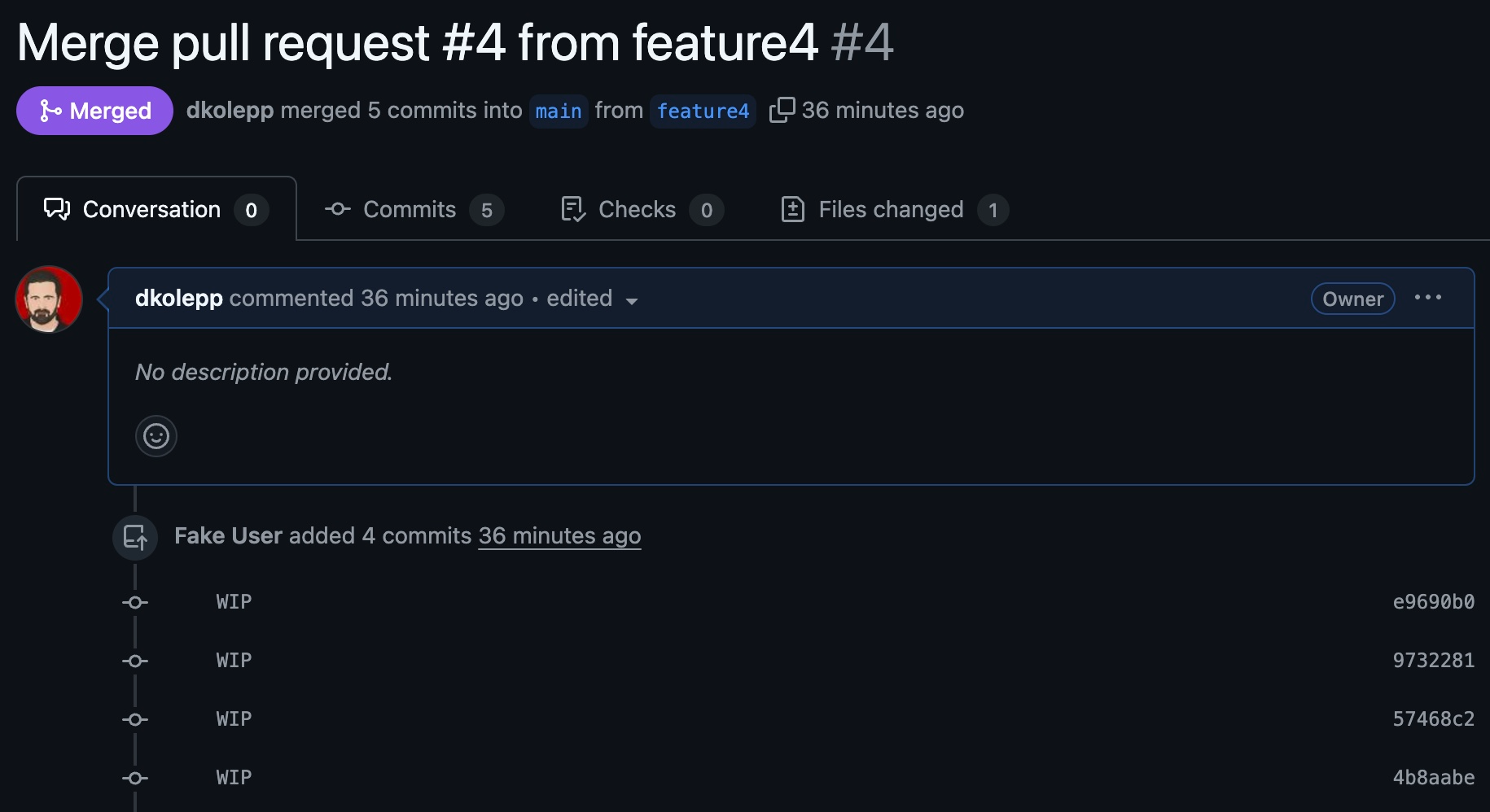 Uninformative commit history