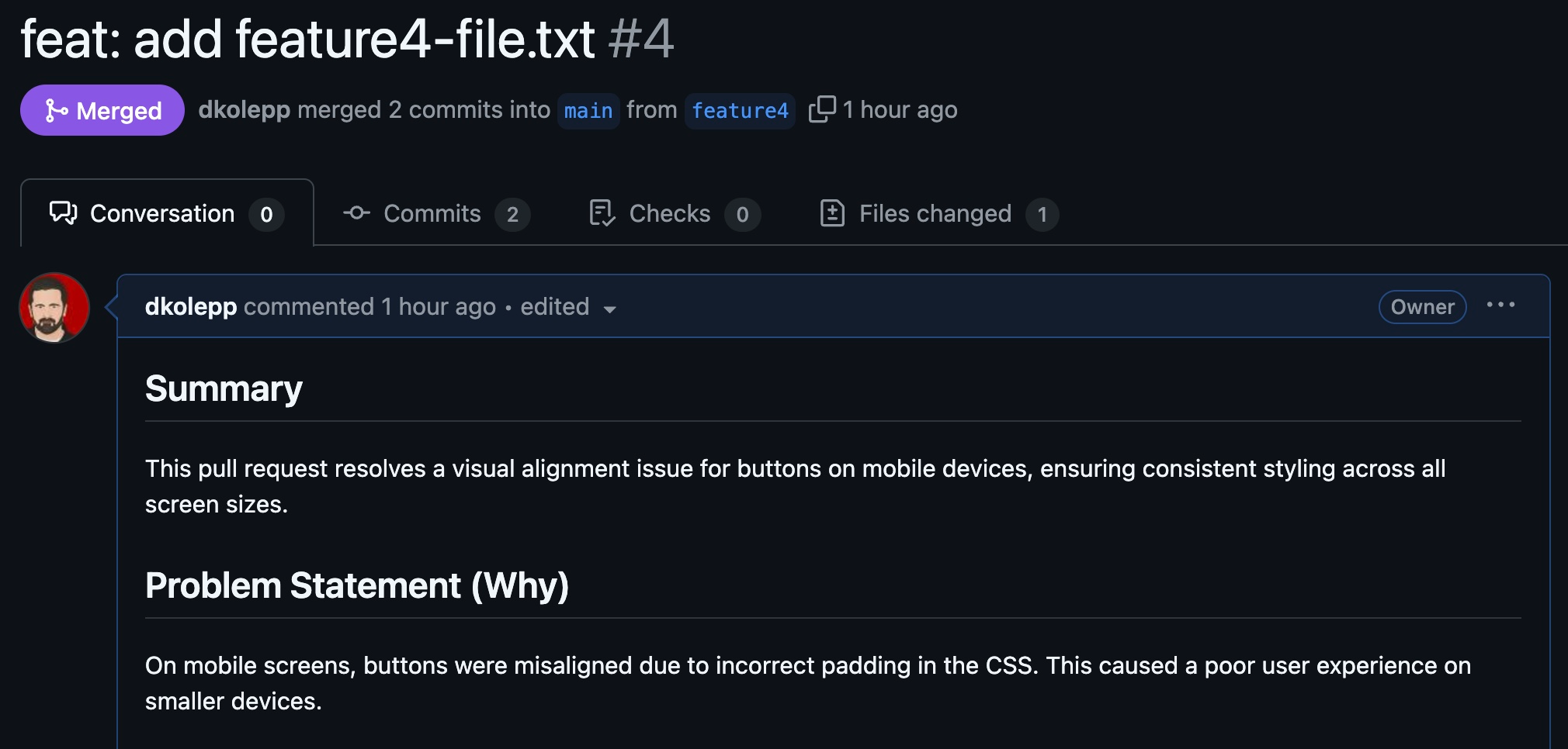 Uninformative commit history